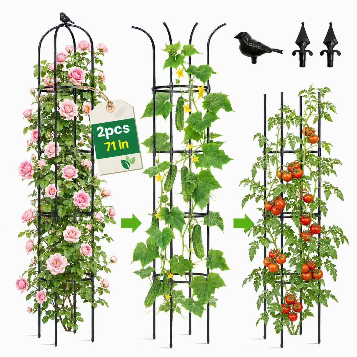 OTOSUNNY 2 Pack 6 ft Garden Obelisk Trellis for Climbing Plants Outdoor