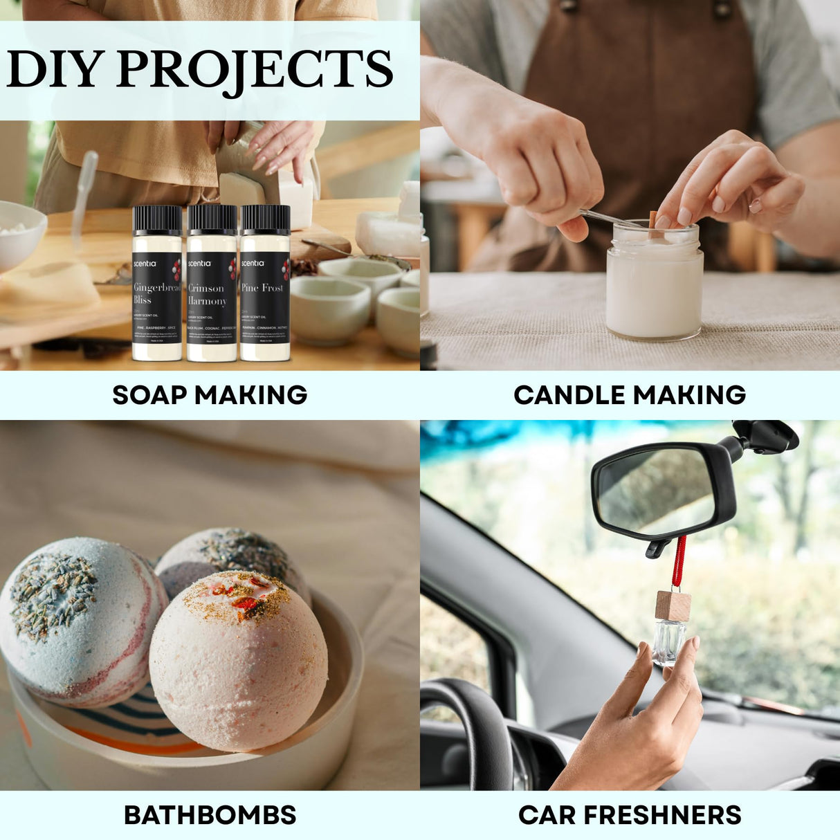 Christmas Fragrance Oil Set – Winter Essential Oils for Diffusers & Candle Making – Pine Frost, Gingerbread Bliss & Crimson Harmony – Holiday Gift Set – Made in USA – 3×20ml (2.03 fl oz)