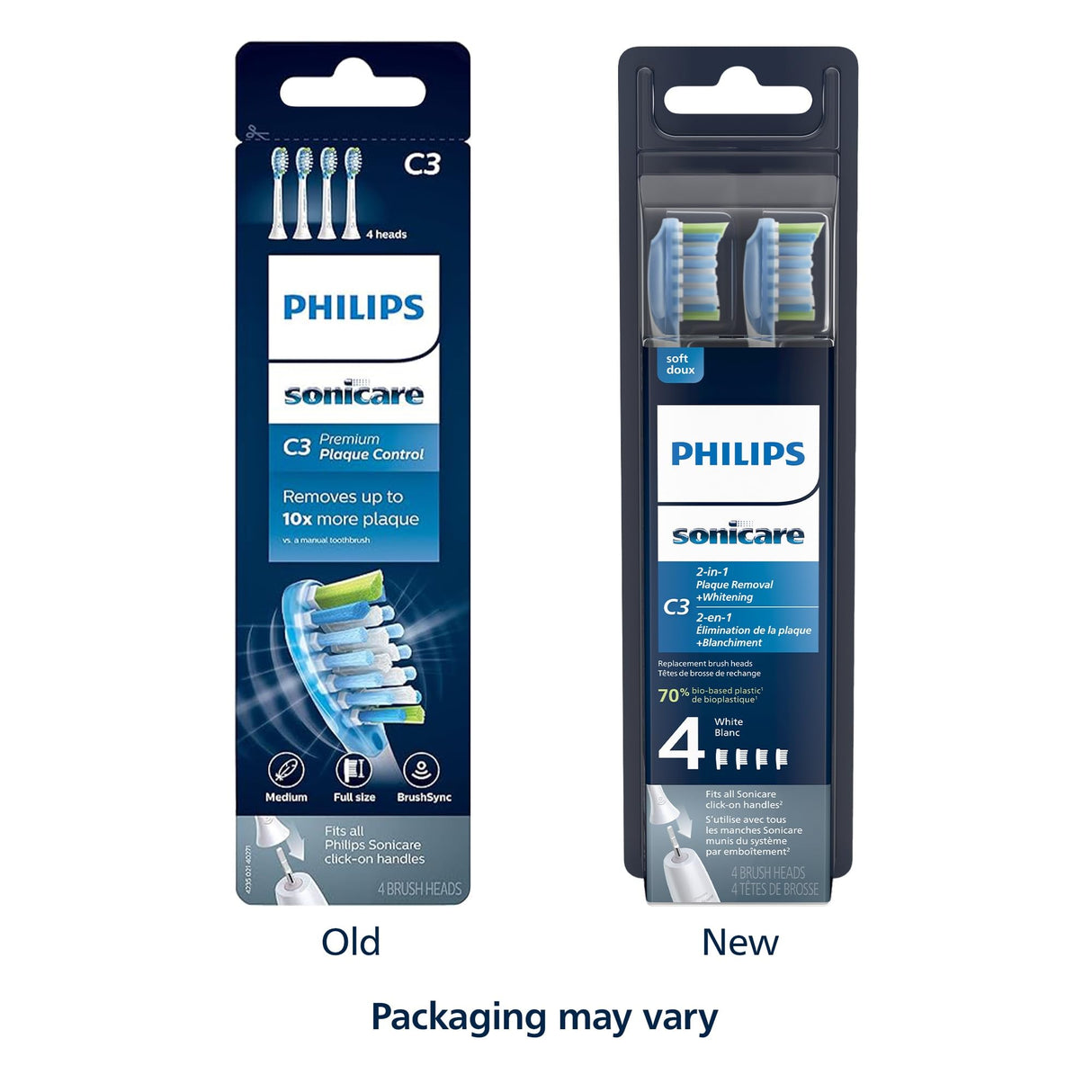 Philips Sonicare Genuine C3 Premium Plaque Control Toothbrush Heads, One Year Supply, 4 Brush Heads, White, HX9044/65