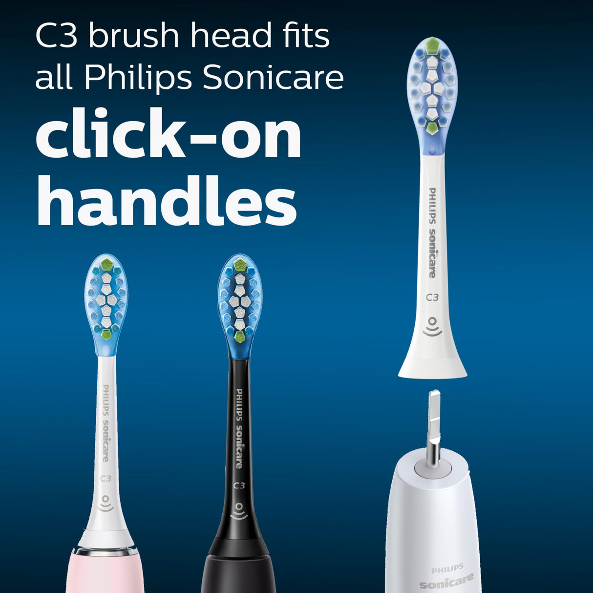 Philips Sonicare Genuine C3 Premium Plaque Control Toothbrush Heads, One Year Supply, 2 Brush Heads, Black, HX9044/95