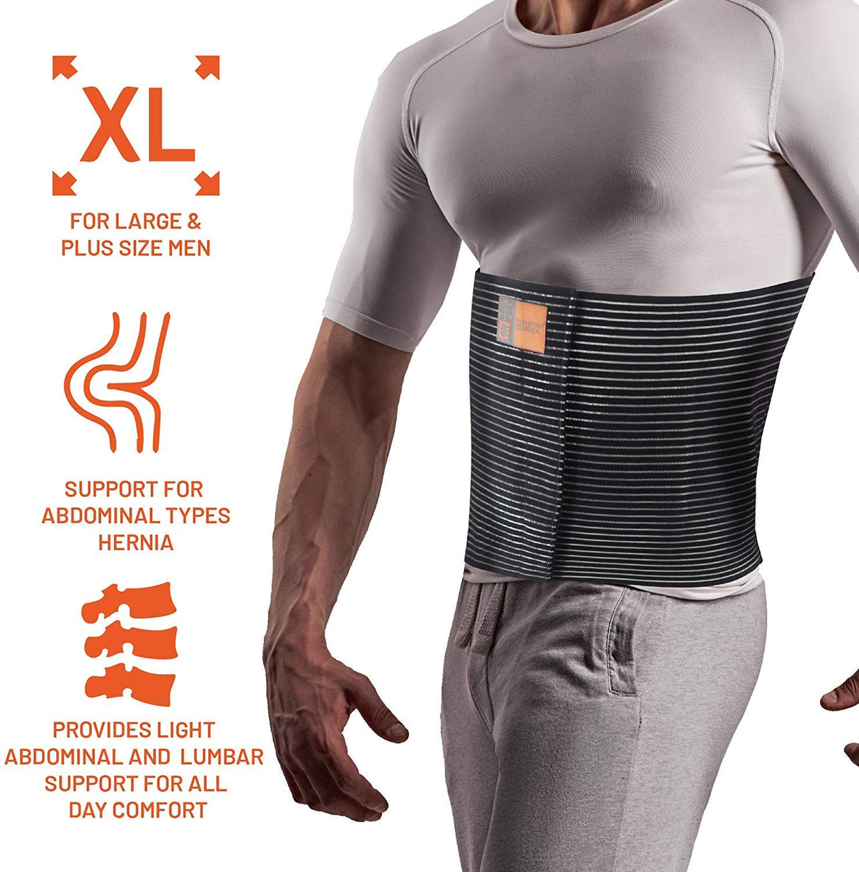 Everyday Medical Plus Size Umbilical Hernia Support Belt I Pain and Discomfort Relief from Umbilical, Navel, Ventral and Incisional Hernias I Hernia Binder for Big Men and Large Women I XXL/2XL