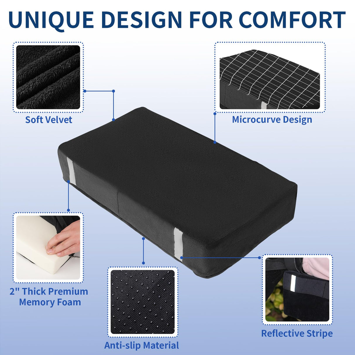 HuCPAPxi Knee Scooter Pad Cover with 2'' Removable Highly Resilient Comfort Memory Foam Cushion - Knee Walker Accessory for Knee Roller and Alleviate The Knee Pain - Universal Fit Most Models