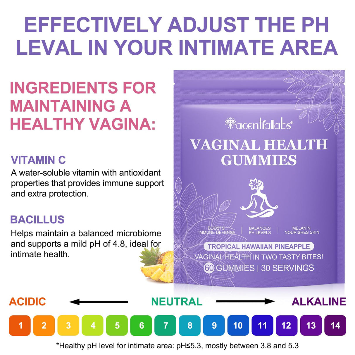 2 Pack Vital Vaginal Probiotics Source Feminine Gummies, Vaginal Probiotics Health Gummies, Premium Feminine Balance Gummies, Ph Balance for Women, Revitalize Vaginal Health, Immune Defense