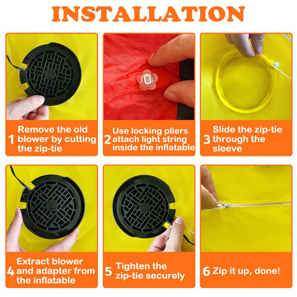 Inflatable Fan Replacement 12V 1.5A, Mini Air Blower Fan with 12V 2A Adapter and 5 LED Bulbs for Halloween Christmas Inflatable Outdoor Yard Decorations