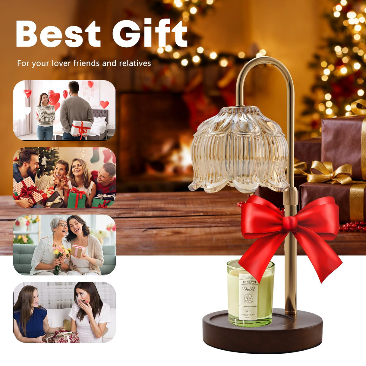 GEEZO Fragrance Candle Warmer Lamp,Electric Candle Warmer with Timer & Dimmer,Mom Christmas Birthday Gifts for Women, House Warming Gifts New Home Bedroom Decor