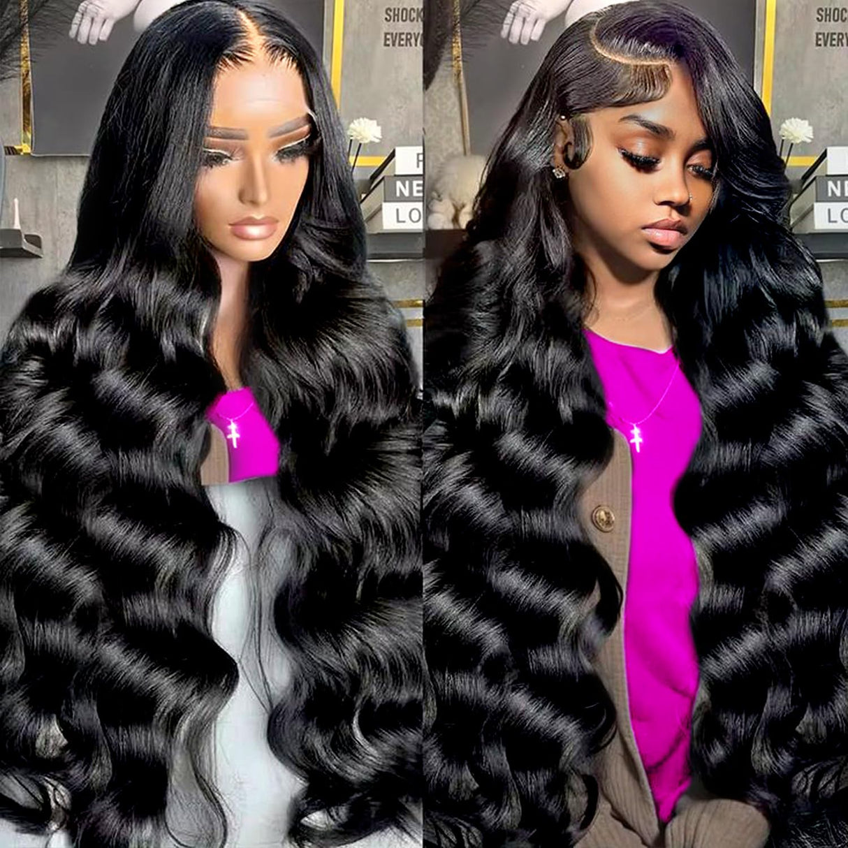 30 Inch 13x6 Lace Front Wigs Human Hair Body Wave HD Lace Frontal Wigs Human Hair Pre Plucked 180% Density Glueless Wig Human Hair for Women with Baby Hair Natural Black