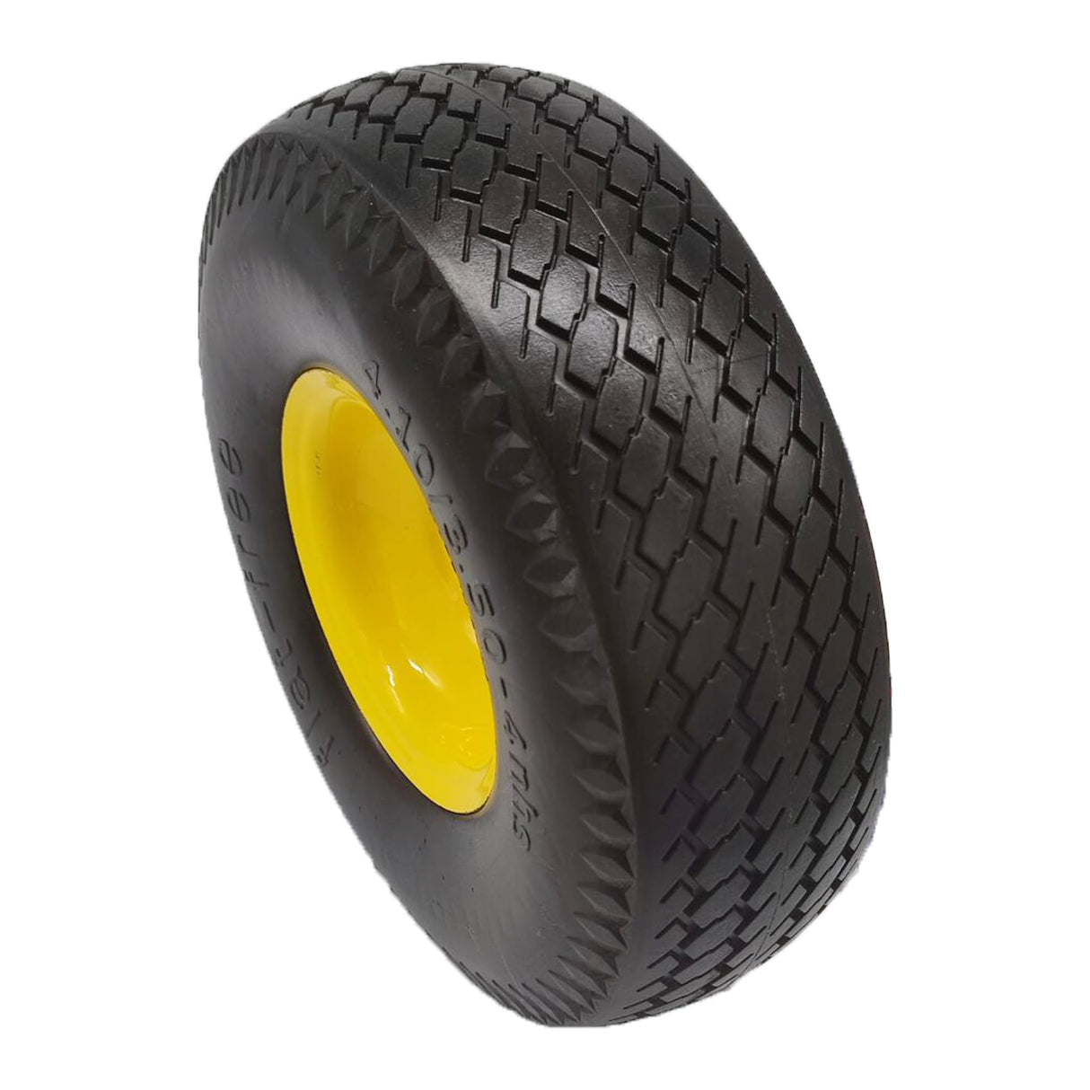 Flat Free 4.10/3.50-4 Tire with 3/4 & 5/8 Axle Bore, 3.5” Center Hub 10 inch Solid Tire Replacement for Hand Truck/Wagon/Garden Cart/Wheelbarrow/Dolly(Set of 2)
