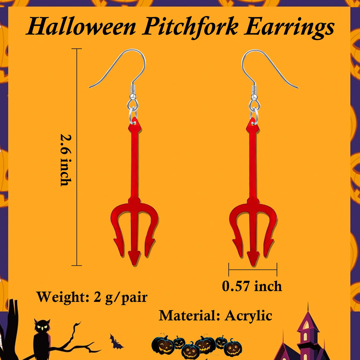 PEALICIOUS Devil Earrings Halloween Earrings Dangle Red Devil Accessories for Women with Lightweight Red Pitchfork as Girl Halloween Costumes Jewelry Fun Spooky Jewelry Christmas Gifts
