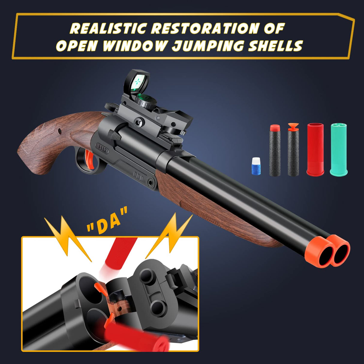 Bugrtey Double-barreled Toy Gun - Two Modes Realistic Soft Bullet Toy Guns Blaster with Sight - Educational Shooting Toy Shotgun - Ideas Gifts for Christmas Birthday Halloween Present