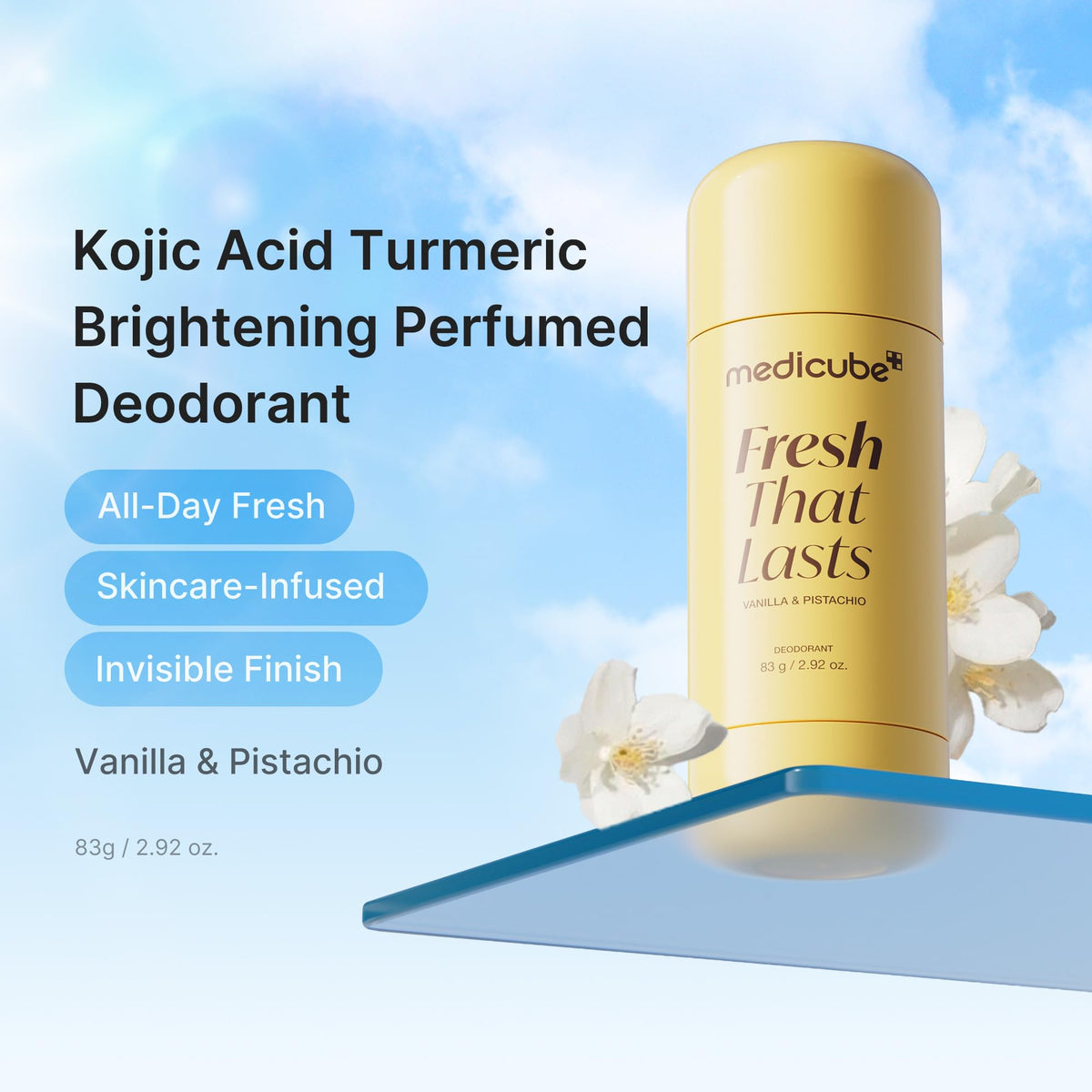 medicube Deodorant with Kojic Acid Turmeric, Sweet Vanilla Scent, 2.92 oz