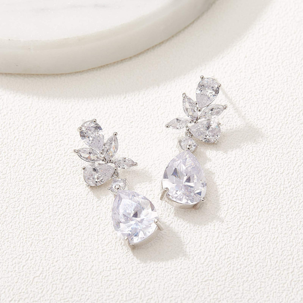 SWEETV Cubic Zirconia Wedding Earrings for Brides Bridesmaids