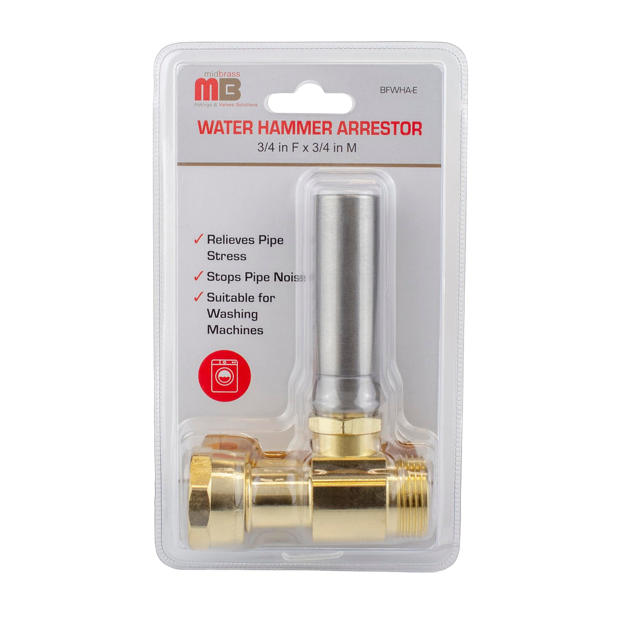 Kudos-Trading - 3/4 Inch Water Hammer Arrestor for UK Washing Machines - Easy Install, Durable Brass, Noise Reduction, Maintenance-Free, Pressure Protection, Universal Fit