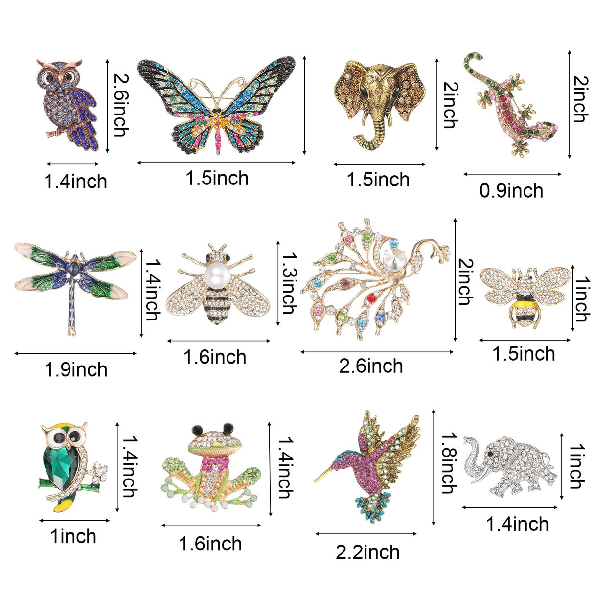 12pcs Women Brooches Bulk Set,Rhinestone Crystal Vintage Brooch Pins,Retro Broches Pin for Women Mother's Day Gifts Christmas Gifts