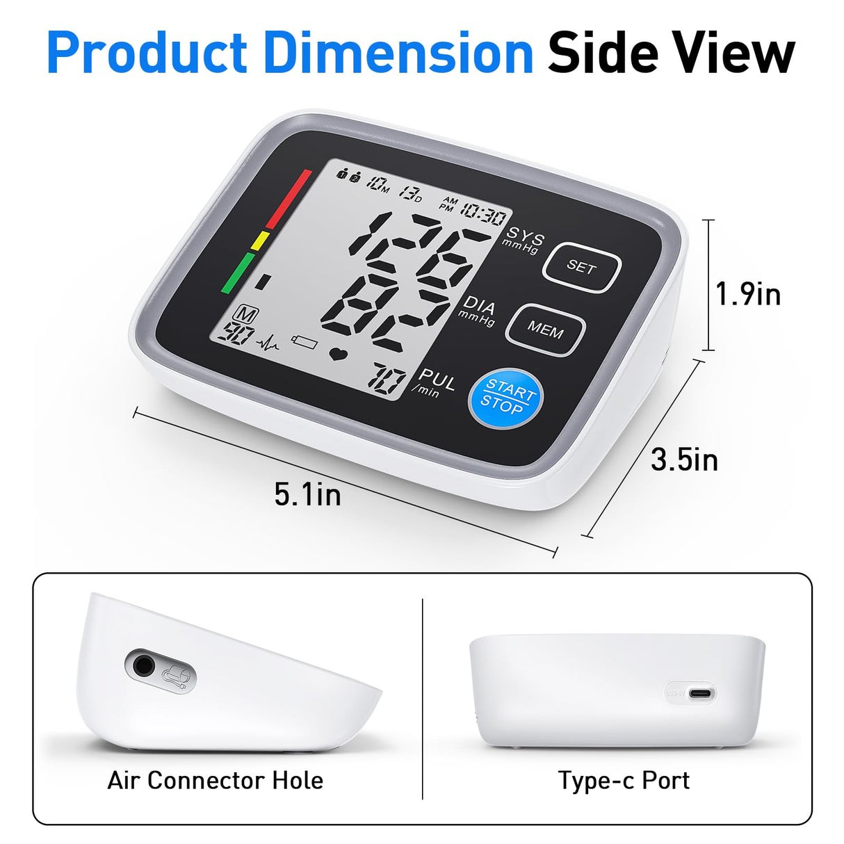 ALPHAGOMED Upper Arm Blood Pressure Monitor for Home Use 2 Cuff Sizes, 9-17'' & 13-21''Extra Large BP Cuff Automatic Digital Blood Pressure Machine 2 Users 180 Memories USB Cable 4 AA Batteries