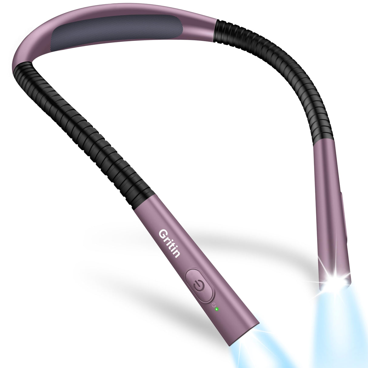 Gritin Book Light, Eye Caring 4-Color & 5-Brightness Neck Light Reading Light- Stepless Dimming,30-min Timer,80+ Hrs Runtime,Bendable Round Neck Design, Lightweight for Reading-Midnight Purple
