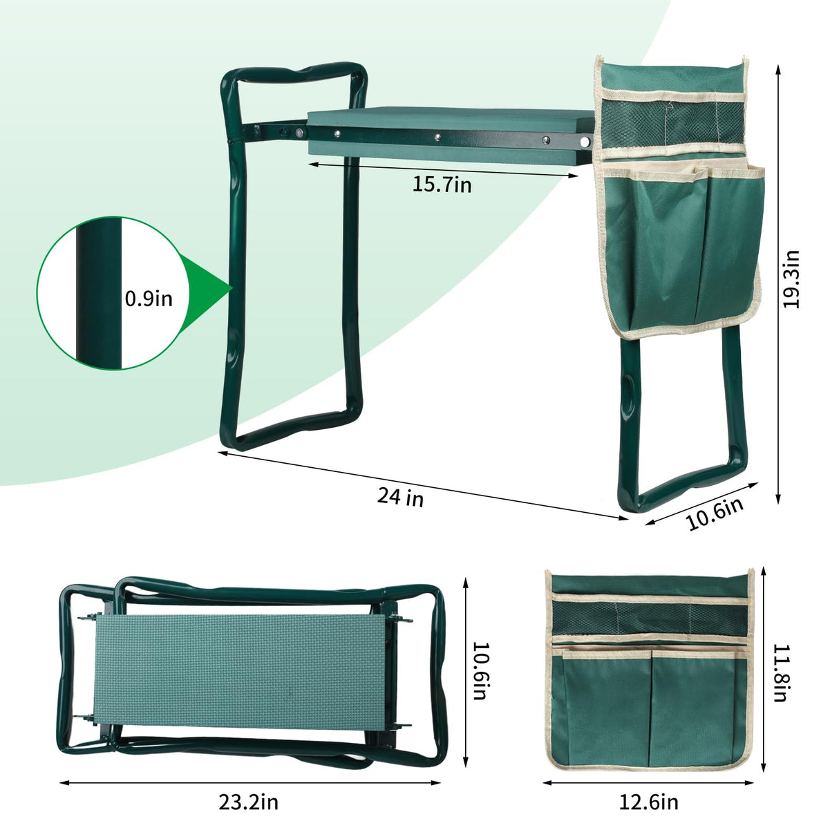 Gzdisbek Garden Kneeler and Seat, Portable Foldable Gardening Kneeling Bench Stool with Tool Pouch and EVA Foam Kneeling Pad, Gardening Gifts for Women, Men, Gardeners, Seniors