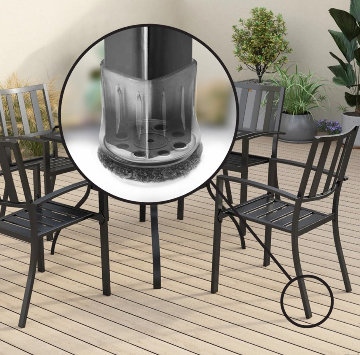 Slipstick GorillaOutdoor Berber Furniture Feet Pads with Clear Sleeve Sock (8 Pack) Outdoor Furniture Sliders for Round & Square Legs, Medium
