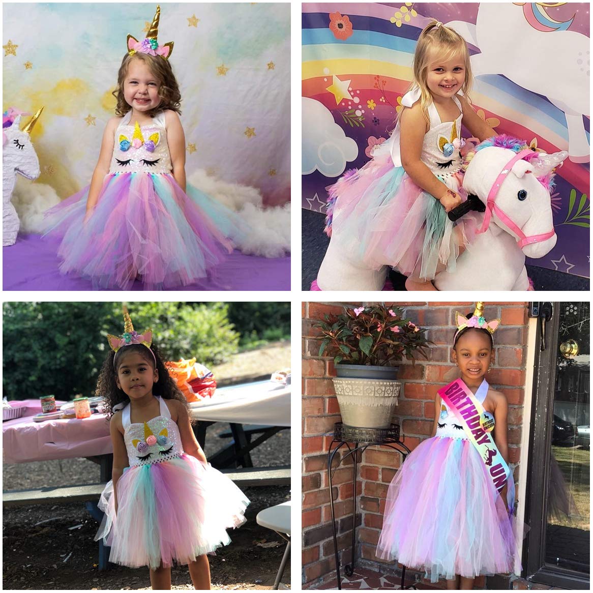 Tutu Dreams Unicorn Gifts for Girls Christmas Dress Pink Party Dresses Sequin Rainbow Tutu Flower Girl Birthday Party (Sequin Unicorn, 7-8 Years)