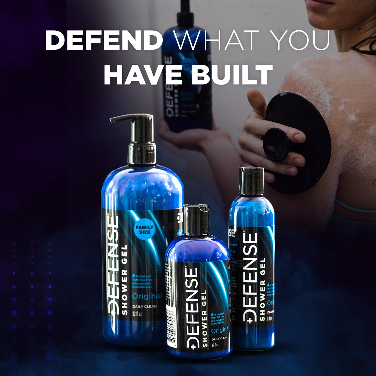 Defense Soap Organic Tea Tree Body Wash | All Natural Shower Gel with Tea Tree Oil, Eucalyptus Oil, and Aloe Vera. Wrestling Inspired, For All Mens & Womens Skin Types. 32 oz (Pack of 2)