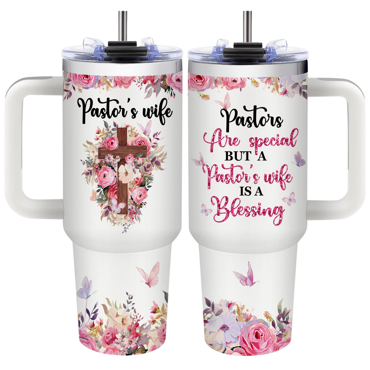 Pastor Appreciation Gifts - Pastor Wife Tumbler with Handle - 40oz Stainless Steel Travel Mug Insulated Coffee Cup, Pastor Gifts for Women, Appreciation Gift for Pastors Wife Birthday, Christmas