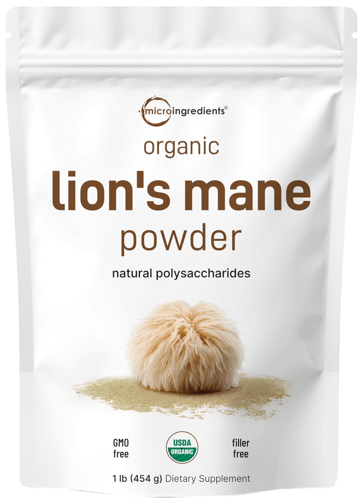 Micro Ingredients Organic Lions Mane Mushroom Supplement Powder, 16 Ounce | Natural Superfood for Brain, Energy, & Immune Health | Non-GMO Vegan