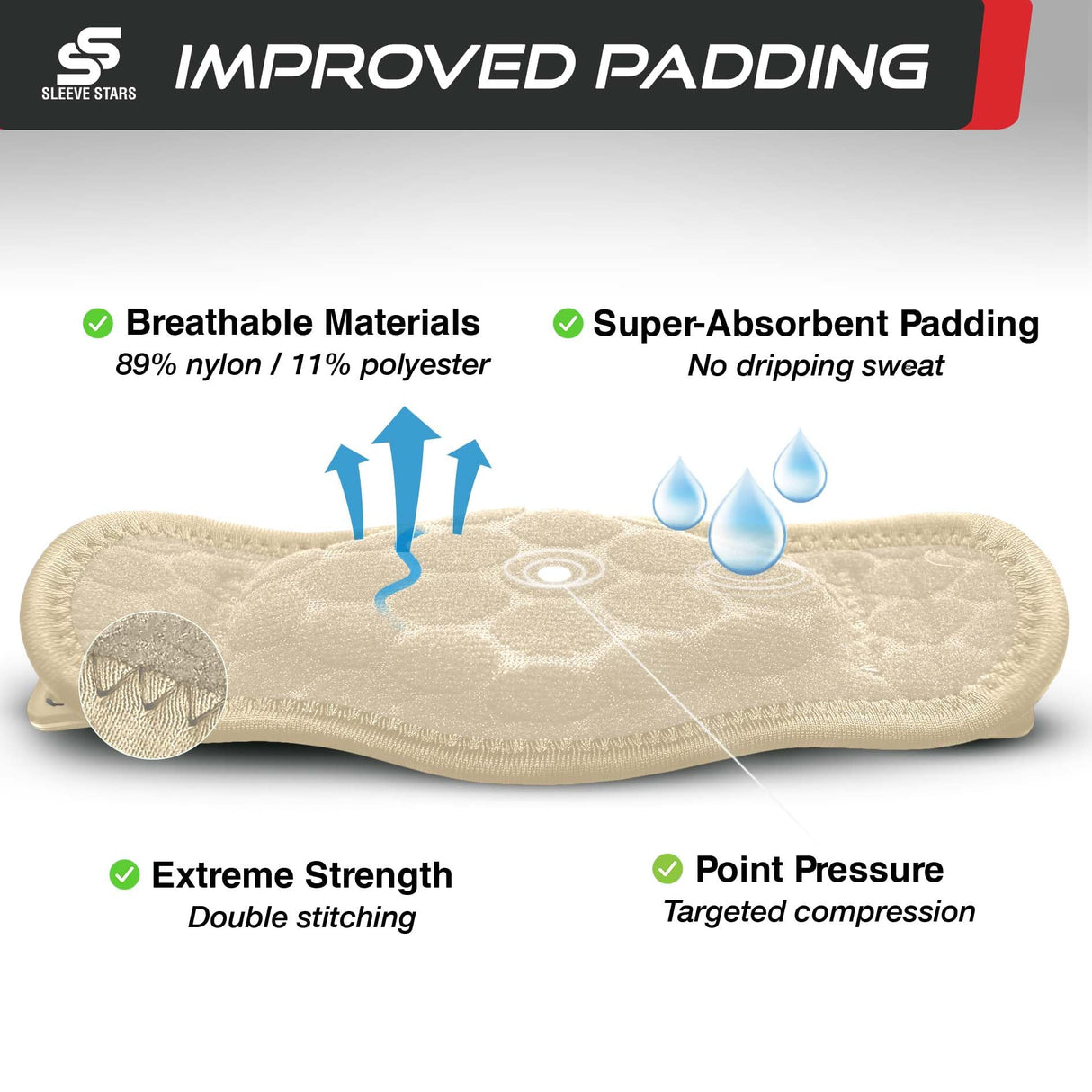 Sleeve Stars Tennis Elbow Brace for Men & Women, Tendonitis Elbow Brace & Strap Golfers Elbow Brace Counterforce Band for Tendon Pain Relief & Support for Forearm w/ 3 Straps Fits 9-23" (Single) (2, Beige, One Size)