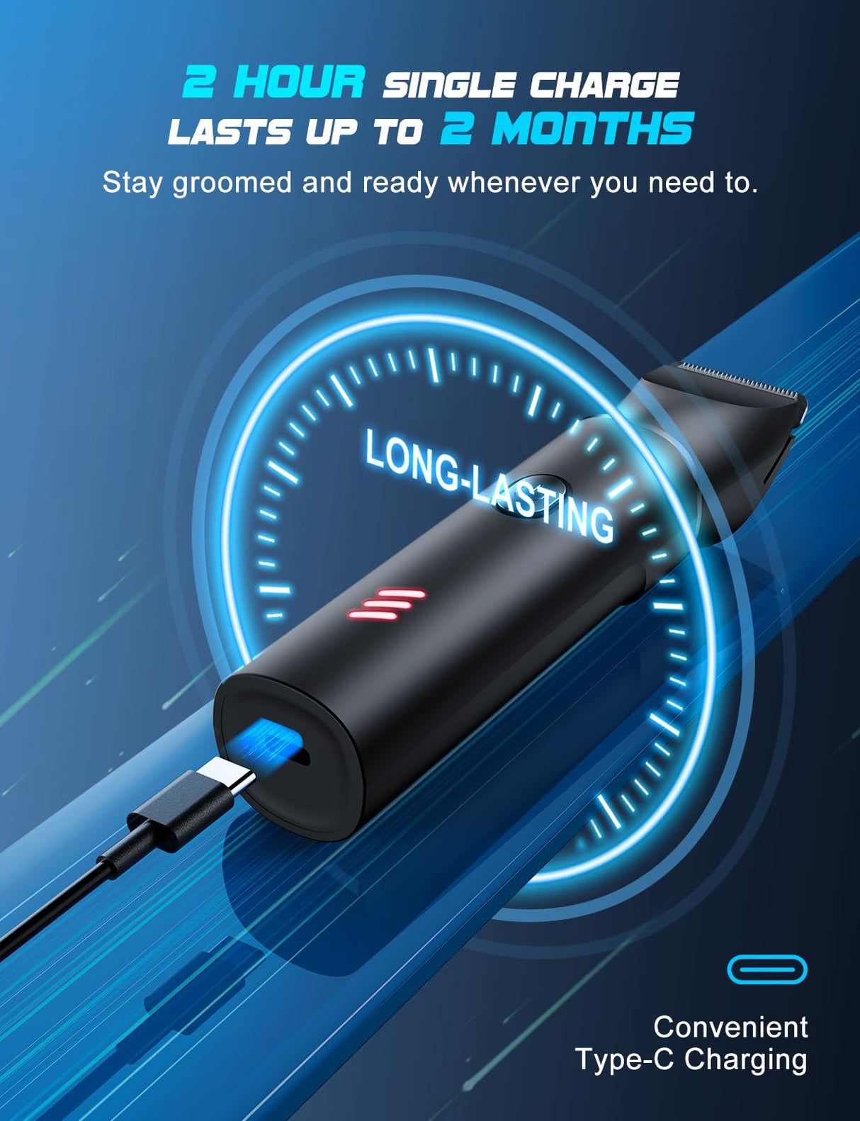 REYOLL Body Hair Trimmer for Men: Manscape Electric Razor, Versatile Hair Trimmer for Groin, Beard, Nose/Ear Hair, Waterproof & USB-C Rechargeable,Travel Lock,Christmas Gifts for Men