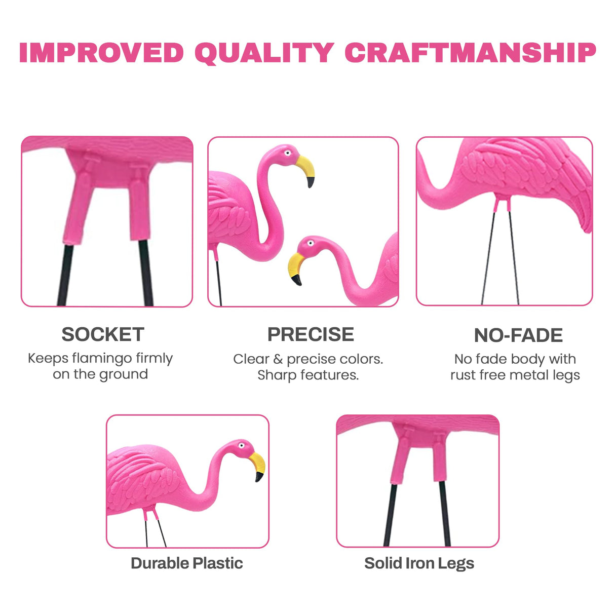 4E's Novelty 2 Pink Flamingos Yard Decorations - Extra Large 24" Flamingos Yard Ornaments - Pink Flamingos for Yard Sculptures & Statues - Lawn Flamingos Outdoor Garden Decor, Weather Resistant