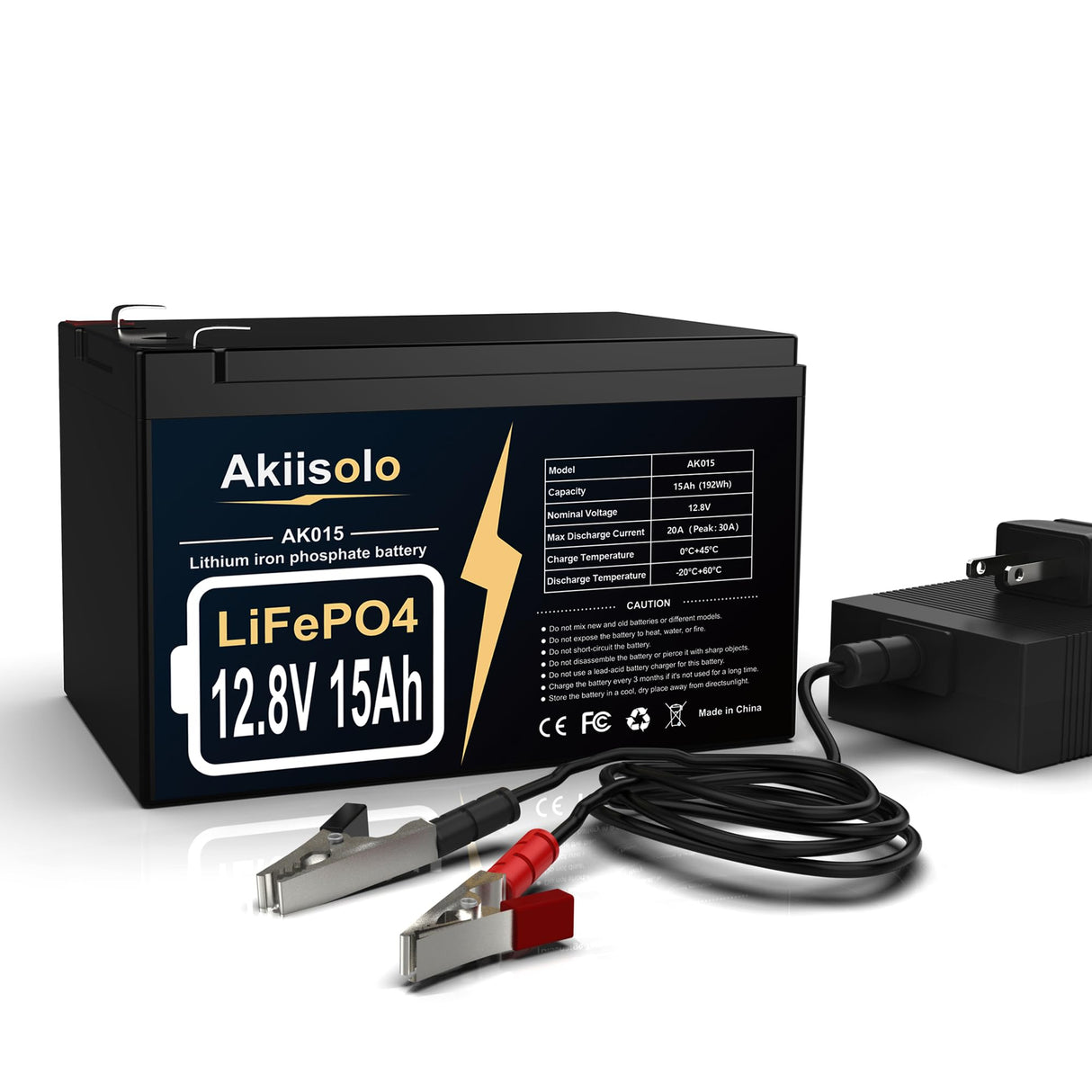 12V 15Ah Lithium Battery LiFePO4 Deep Cycle Battery, Up to 8000+ Cycles Rechargeable Batteries With Charger, 12 Volt Lithium Battery for Fish Finder, Power Wheels, Mobility Scooter, Lighting and More