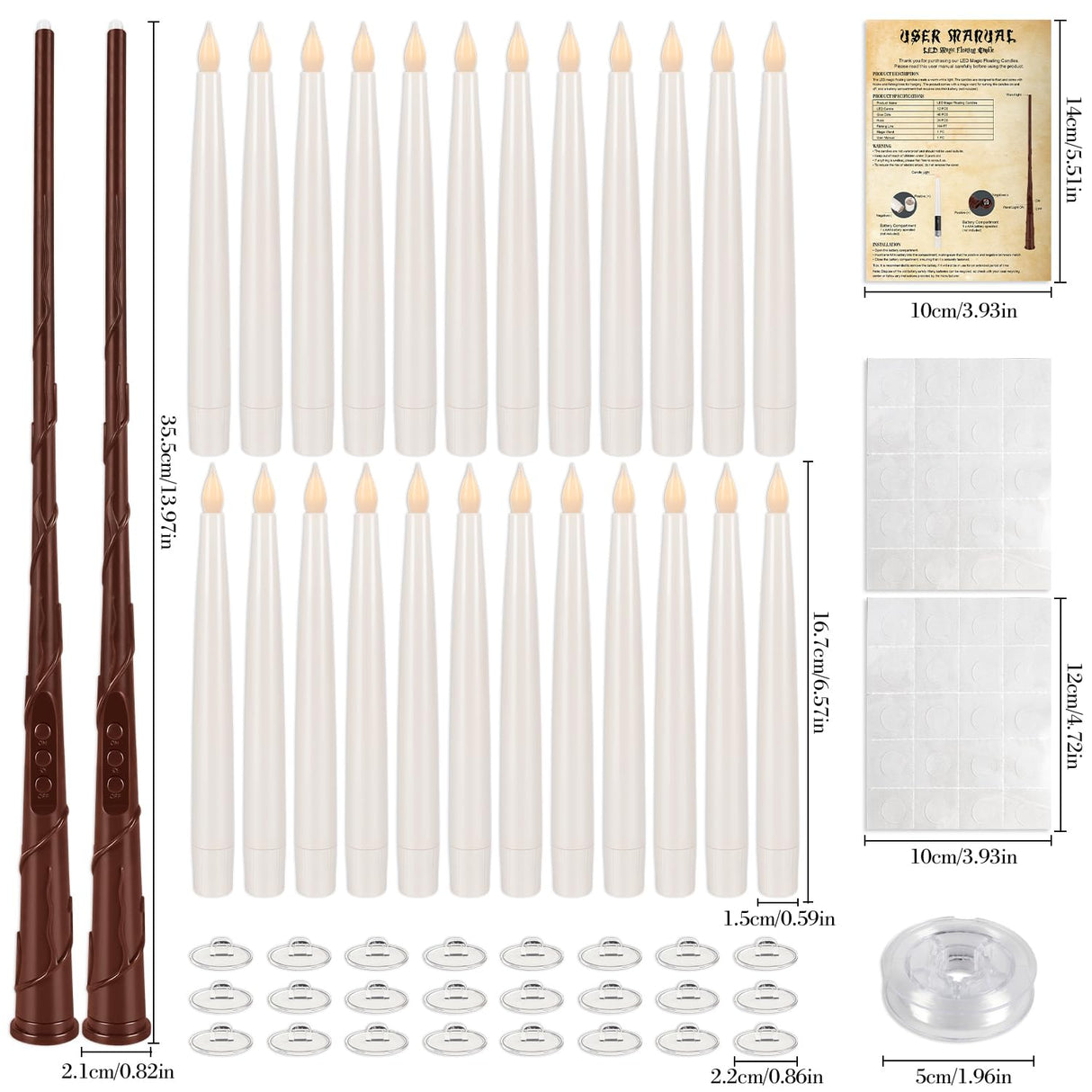 24 Pcs Halloween LED Magic Hanging Floating Candles, Taper Flickering Flameless with 2 Magic Wands - Candle Set for Halloween, Christmas, Weddings, Birthdays & Fantasy Ambiance...