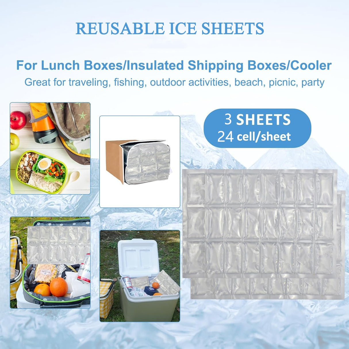 SprotEmblema 2 PCS Flexible Ice Mat for Food Cooling - Leakproof Gel Ice Sheet, Cuttable & Foldable Cooler Pad for Lunch Box, Beach, BBQ, Parties & Travel