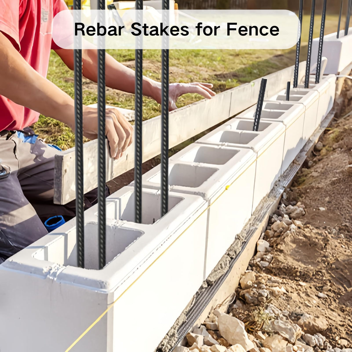 EUOKOK Rebar Stakes 24 Inch Straight Metal Spikes (40pcs) Ground Anchors
