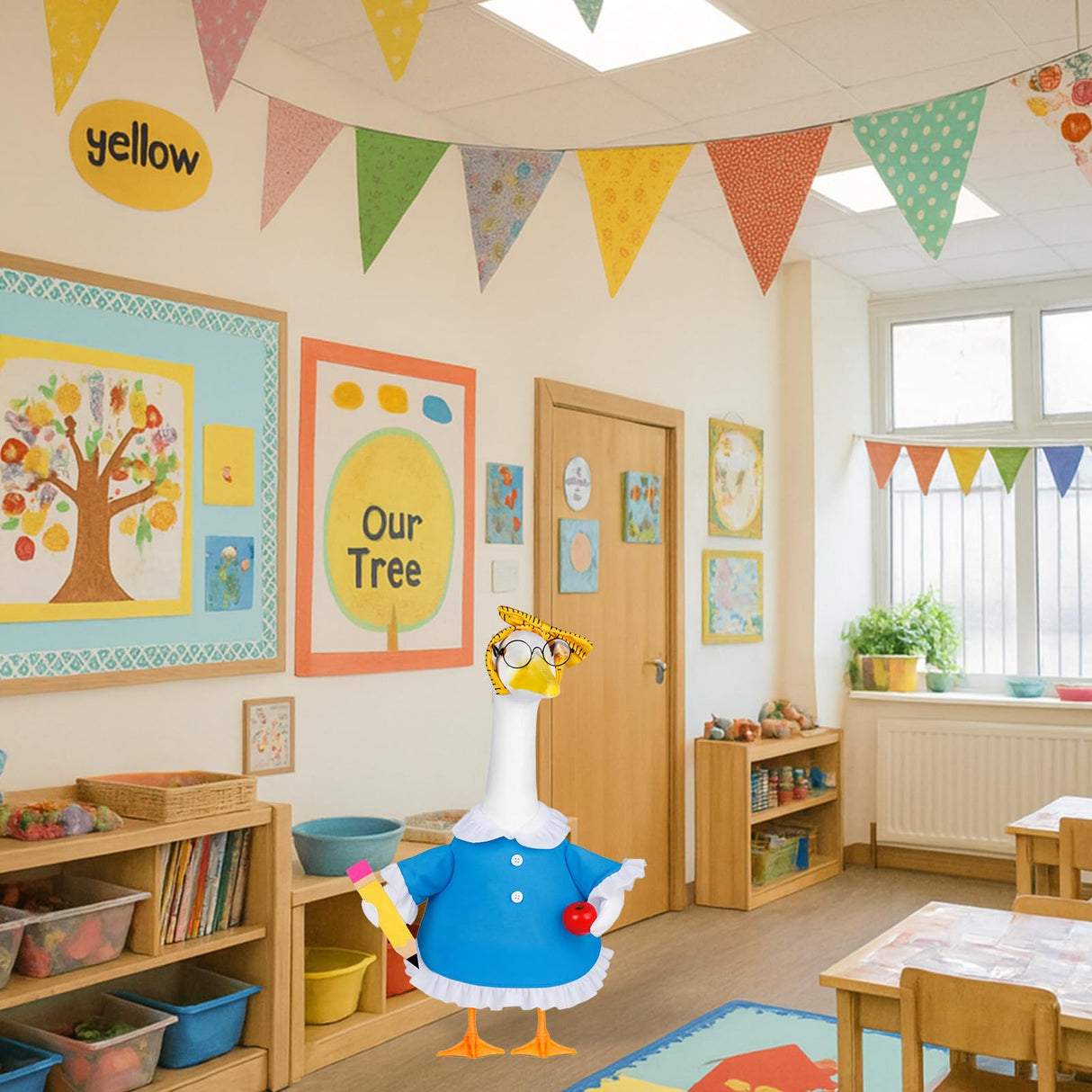 Vzuito Back to School Porch Goose Outfits 23"/ 17'' Lawn Goose Teacher Clothes Cemment Geese Costume Garden Yard School Classroom Decor