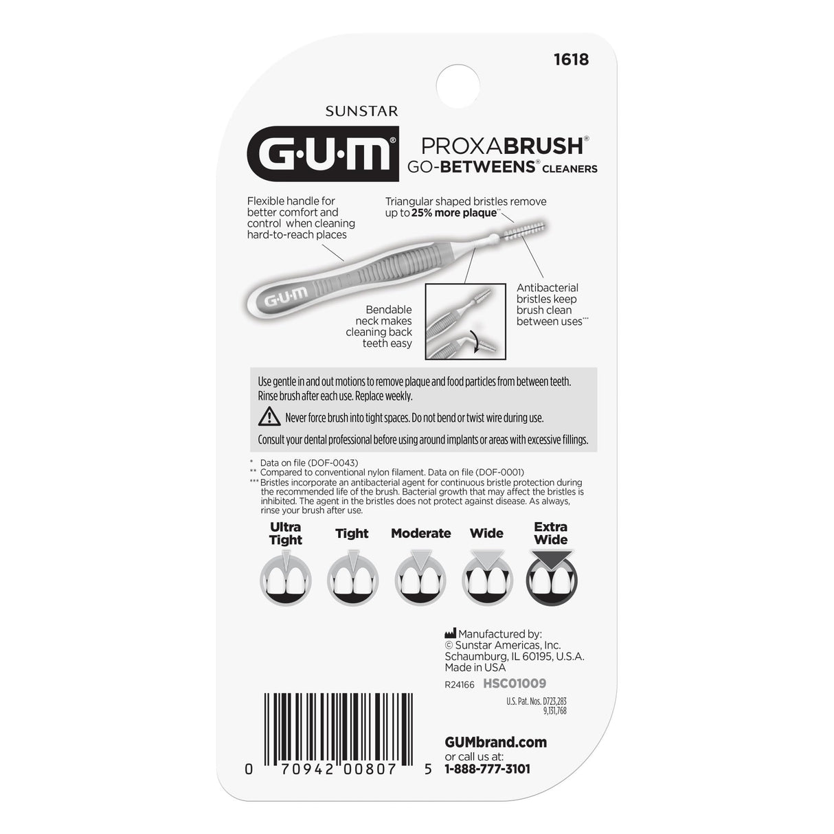 GUM Proxabrush Go-Betweens - Extra Wide - Interdental Brushes - Soft Bristled Dental Picks for Plaque Removal Health - Safe for Braces & Dental Devices, 10 Count (Pack of 4)