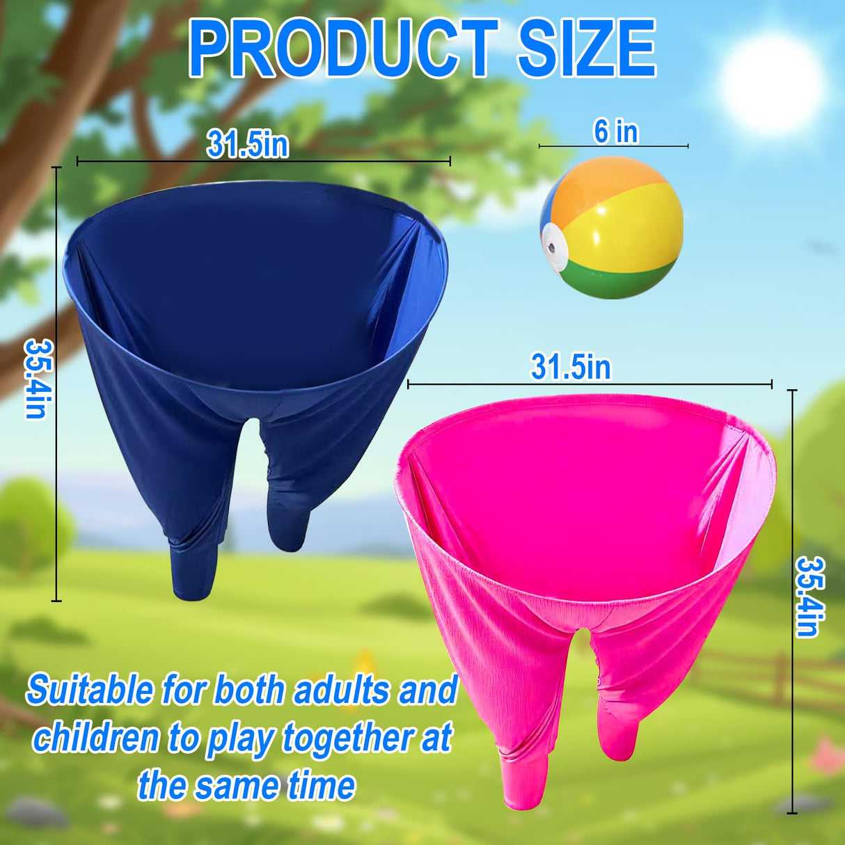 lipmo Granny Pants Outdoor Game, 2 Pack Granny Pants Yard Game for Adults and Family, Giant Outdoor Games with 8 Bouncy Balls for Party Backyard Lawn Christmas Family Reunion Games - Blue & Pink