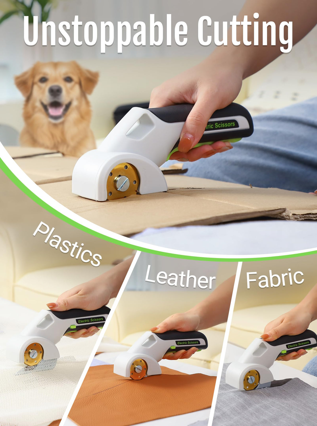 EXPEDMAN 2026 NEW 4V Cordless Electric Cutting Tools, Cardboard Cutter with 2 Titanium Metal Blade Accessories, Safety Lock, Rotary Cutter for Cardboard, Box Cutter - Mist White