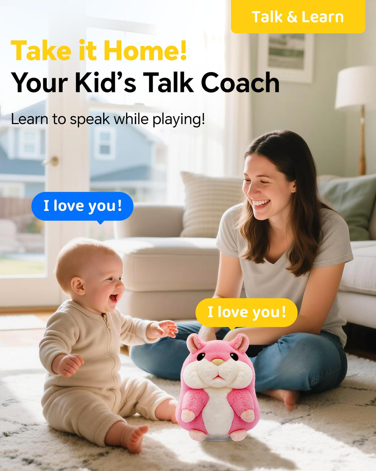 TWORIVER Talking Hamster Repeats What You Say,2025 Top Christmas Funny Gifts,Toddler Toys for Ages 2-4 5-7 8-13 Girls Pink Stocking+Stuffers Kids Interactive Dolls,a Most Popular Stuffed Animal Plush