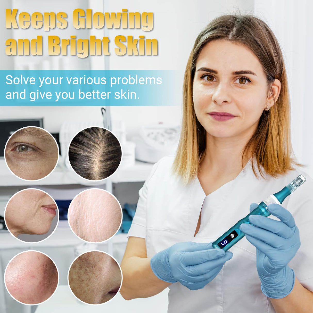 Home Use Microneedling Microneedle Skin Care Beauty Kit Tool for Face Hair Beard