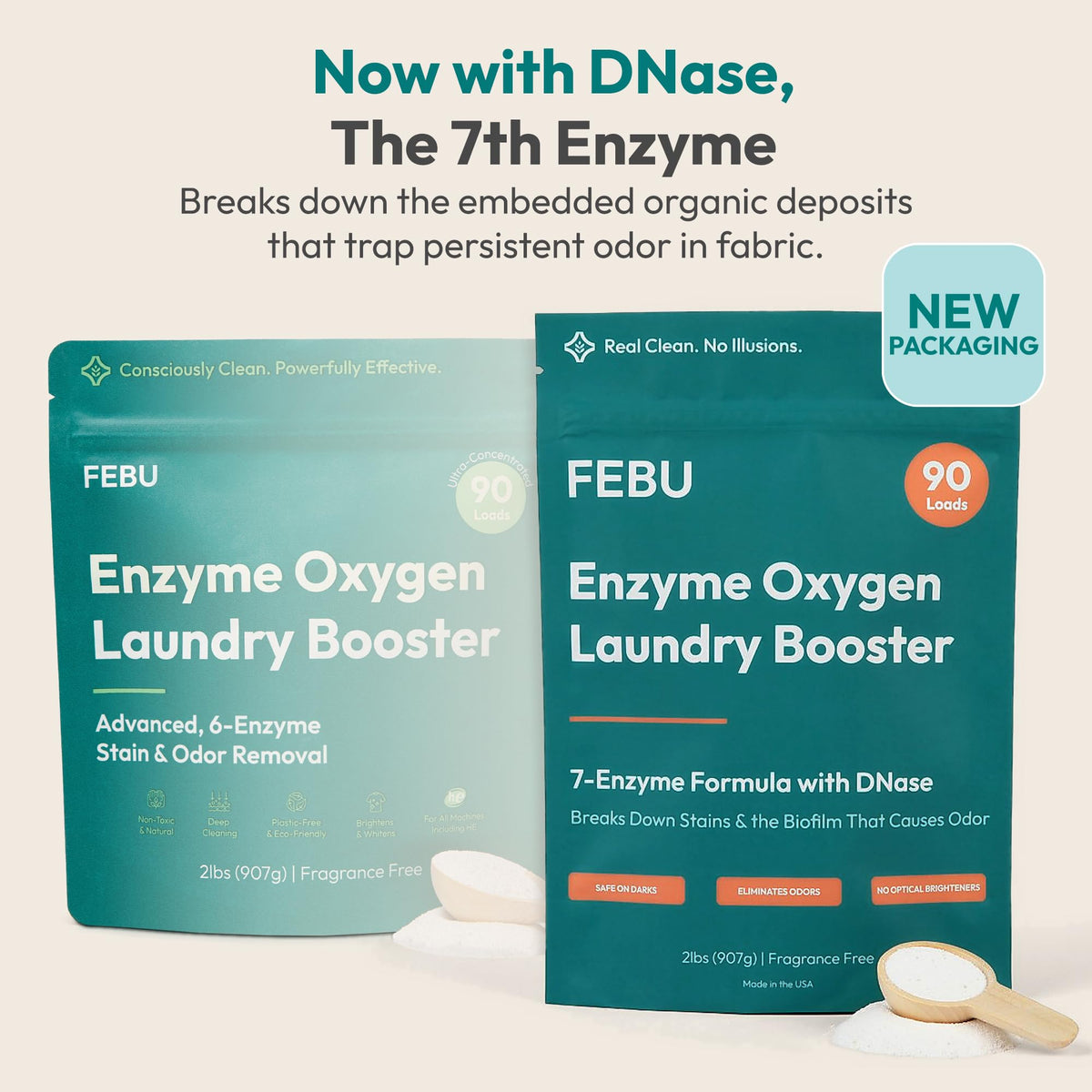 FEBU Enzyme Oxygen Laundry Booster, Fragrance Free, 2 lbs