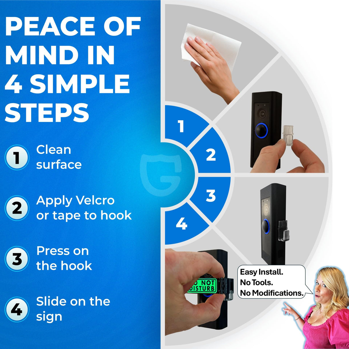 Nap Guardian – The Original – Invented in USA – No Soliciting Doorbell Cover for Ring & Video Doorbells – Blocks Button to Stop Ringing – Rotates Do Not Disturb/No Soliciting