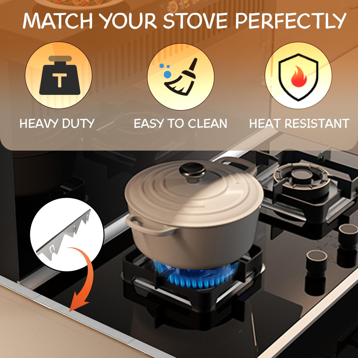 Xaogogo Stainless Steel Stove Gap Covers (2PCS), Stove Gap Filler, Stove Guard for Kitchen Oven Counter Side Gap, Range Trim Kit, Easy Clean and Heat Resistant, Adjustable Length 13.8" to 27.5"