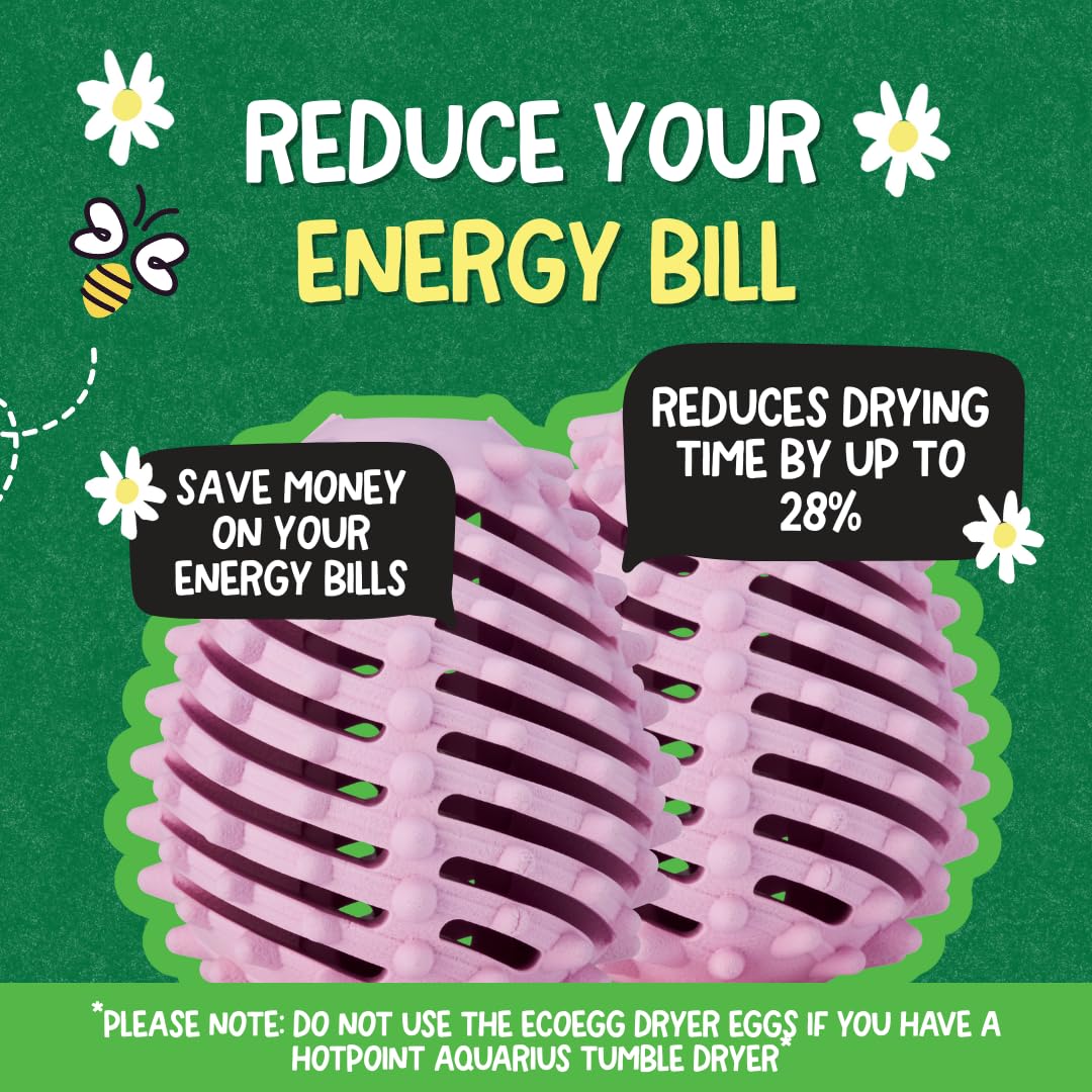 Ecoegg Dryer Balls – 2-Pack | Reduces Drying Time by Up to 28% | Replaces Wool Dryer Balls & Dryer Sheets | Softens & Freshens Laundry | Hypoallergenic | Spring Blossom Scent Boosters