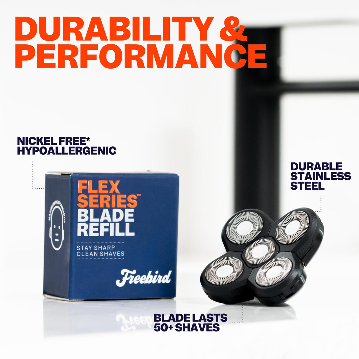Freebird FlexSeries Blade 3 Pack Refills - No Irritation, Razor Bumps or Ingrown Hairs, Ultra-Sharp, Durable, ScalpSafe Design, QuickSnap Install, Replace Every 50 Shaves, Compatible with FlexSeries