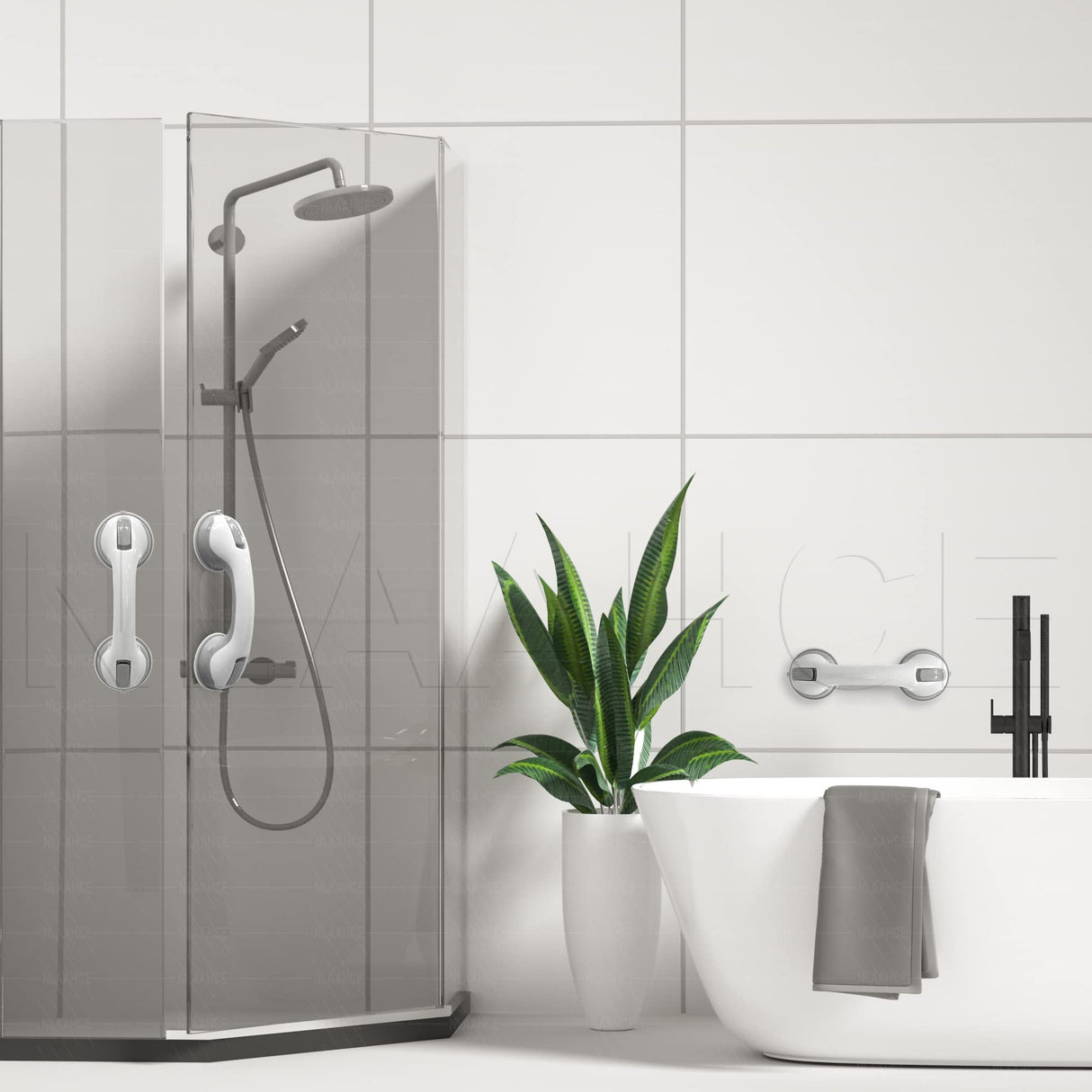 NL'AAHCΓ Grab Bars for Shower Heavy-Duty (2Pack) 12-Inch ADA Compliant Grab Bar for Seniors Shower Handles for Elderly Suction Handicap Safety Handrail for Bathroom Bathtubs Toilet Tiles Glass