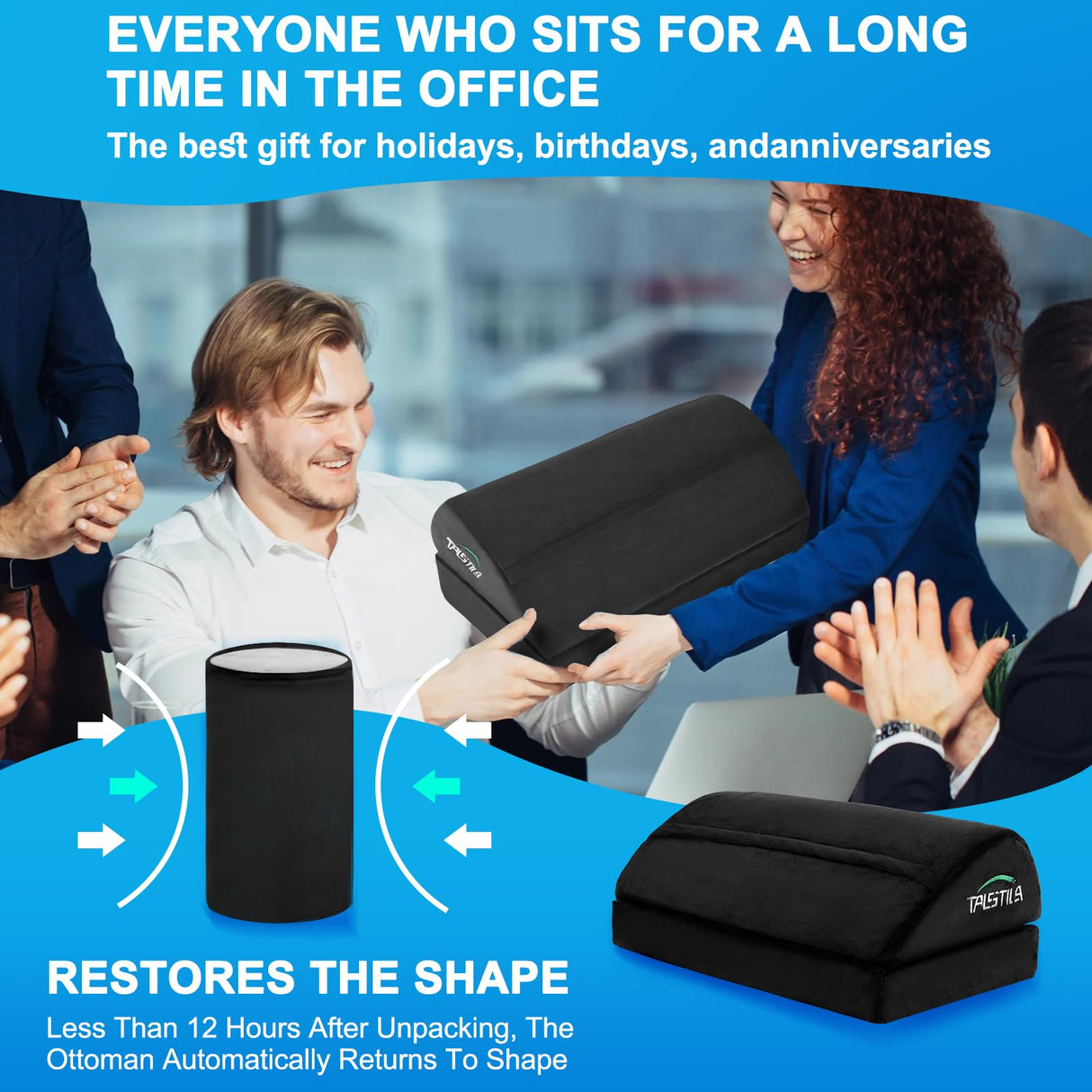 TALSTILA Foot Rest for Under Desk at Work, Footrest with Warm Plush Feet Pocket, Ergonomic 2 Adjustable Heights Foot Stool, Under Desk Footrests, for Office Desks & Chair - Back & Leg Pain Relief