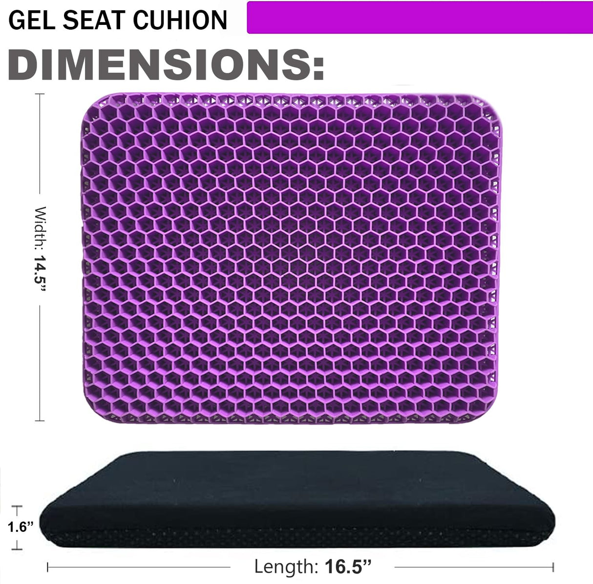 Gel Seat Cushion - Enhanced Double Thick Egg Seat Cushion with Non-Slip Cover - Office Chair Car Seat Cushion - Sciatica & Back Pain Relief - Perfect for Office Chair Car Wheelchair Travel