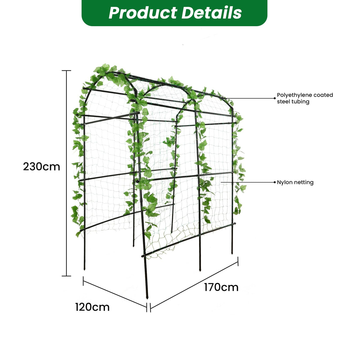PKBD Tall Garden Arch Trellis for Climbing Plants Outdoor