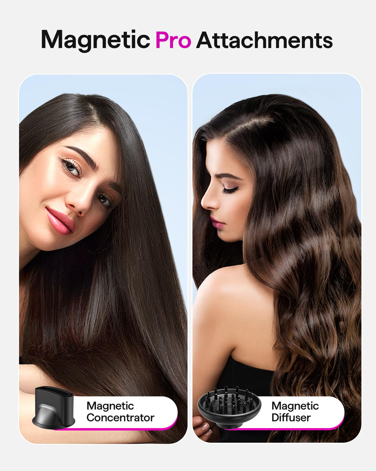 Hair Dryer, Wavytalk Turblow Pro Fast Drying Blow Dryer with Diffuser, High Speed Hair Dryer with 110,000 RPM, Pro Negative Ions for Reduces Damage, Frizz Smoothing, 3 Speeds & 3 Temps, Matte Grey