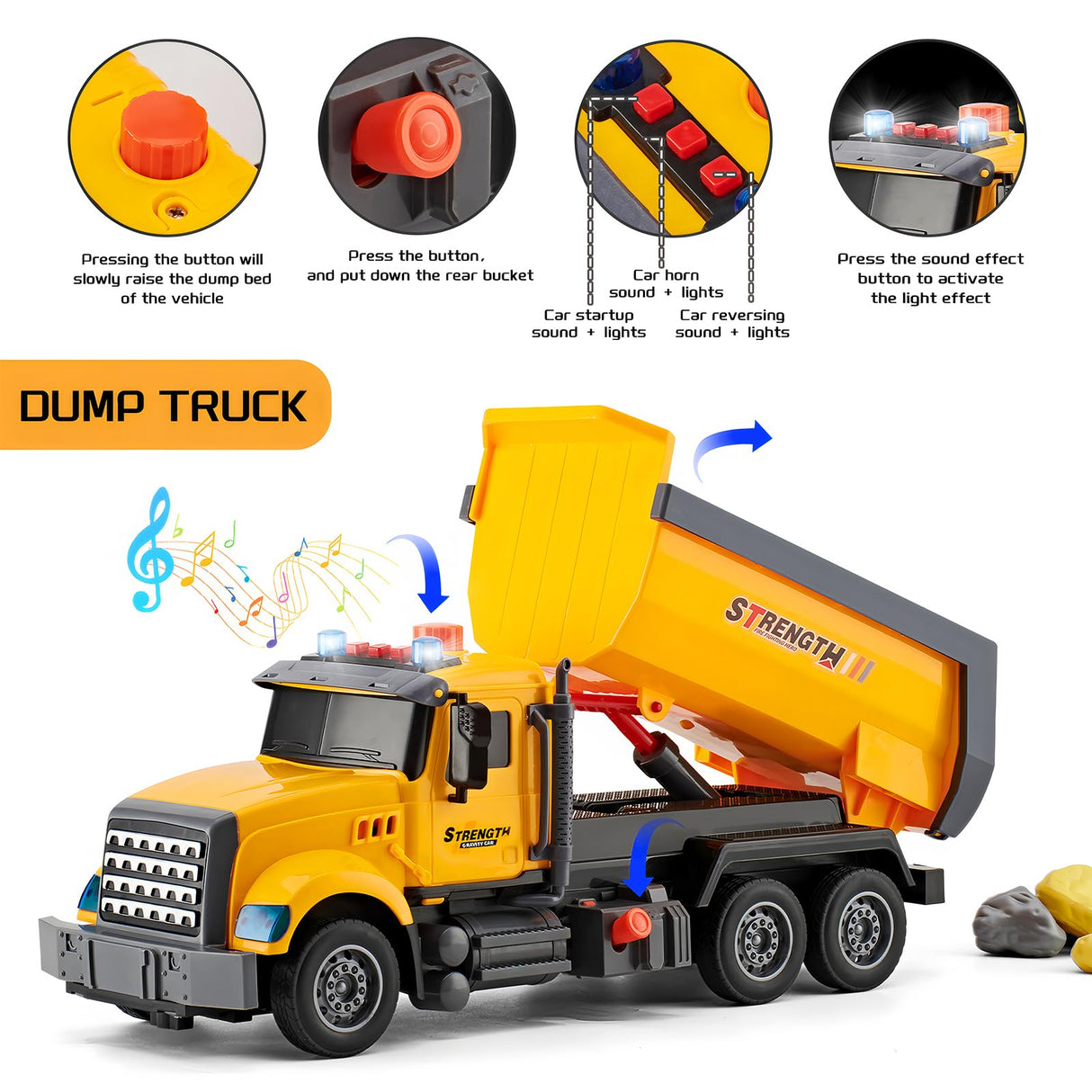 LerBao 2 Pack Large Construction Engineering Truck Toys,Moveable Claw Excavator & Lifting Back Dump Truck Toy for 3 4 5 6 7 8 Years Old Boys Kids Childs Toddlers Birthday Christmas GIFS