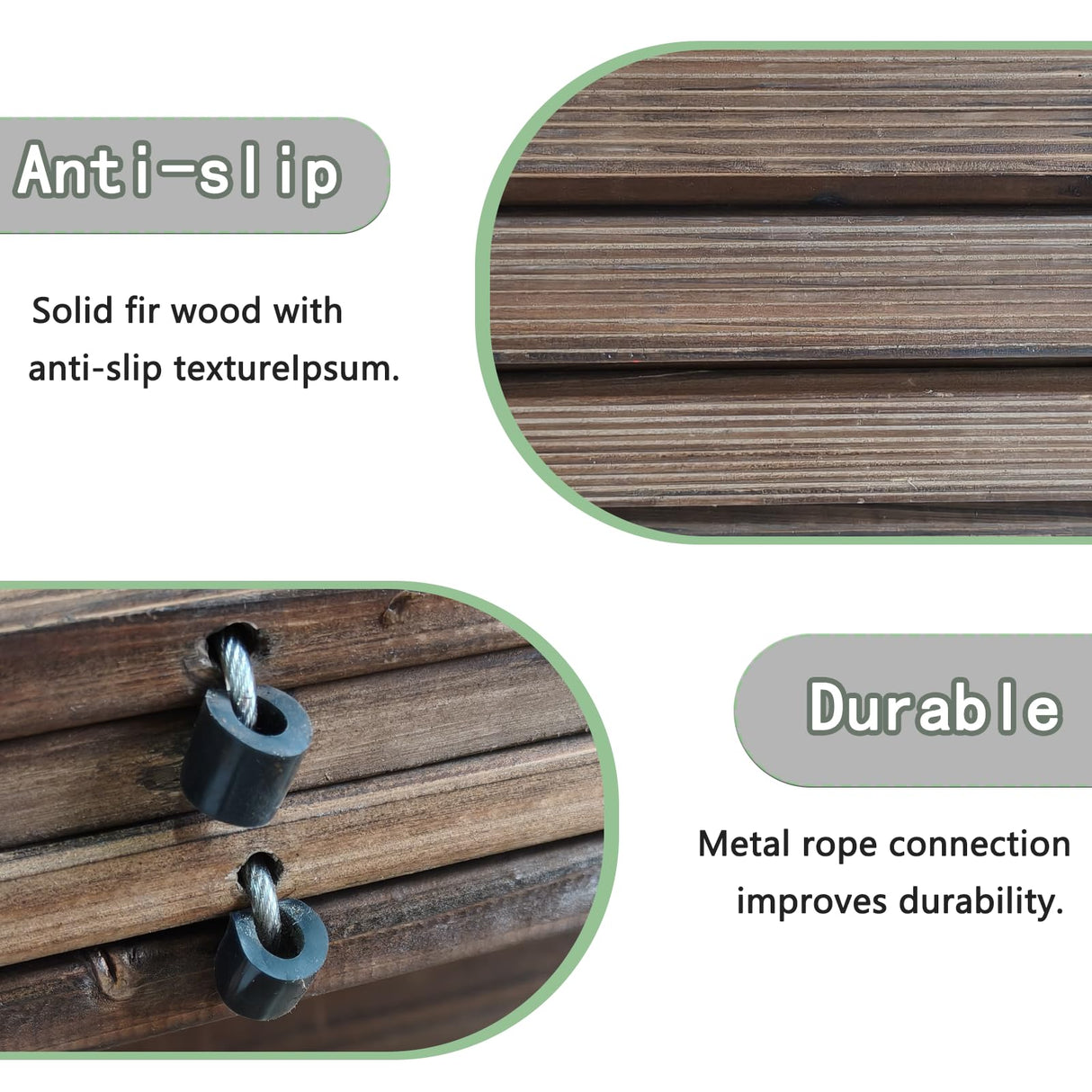 Wooden Garden Pathway 8 FT Outdoor Roll Out Wood Walkway (Carbonized)